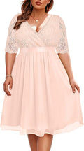 Plus Size Lace Chiffon Wrap V Neck Dress for Every Occasion