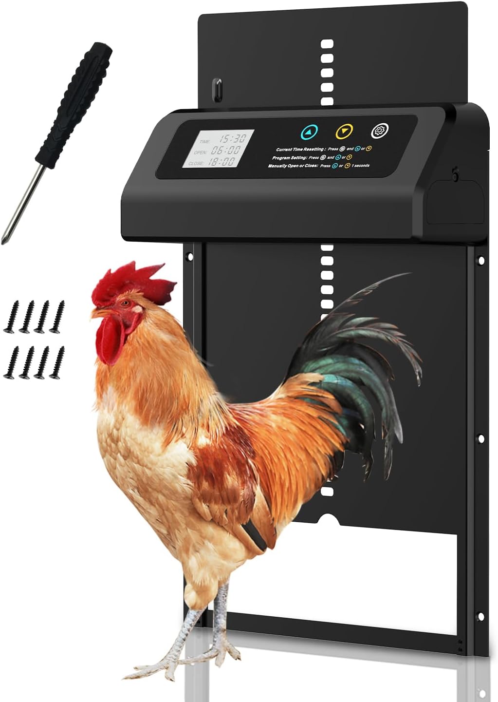 Automatic Chicken Coop Door with Timer and LCD Display Features