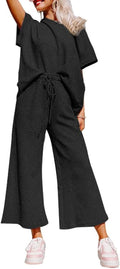 SHEWIN Women's 2 Piece Sweatsuit Lounge Set - Lightweight Cable Knit