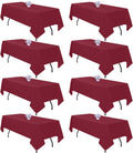 Burgundy Tablecloth 60x102 in Rectangle 8 Pack - Durable, Washable