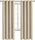 Room Darkening Curtains 72 in Long Beige - Insulated Grommet Panels
