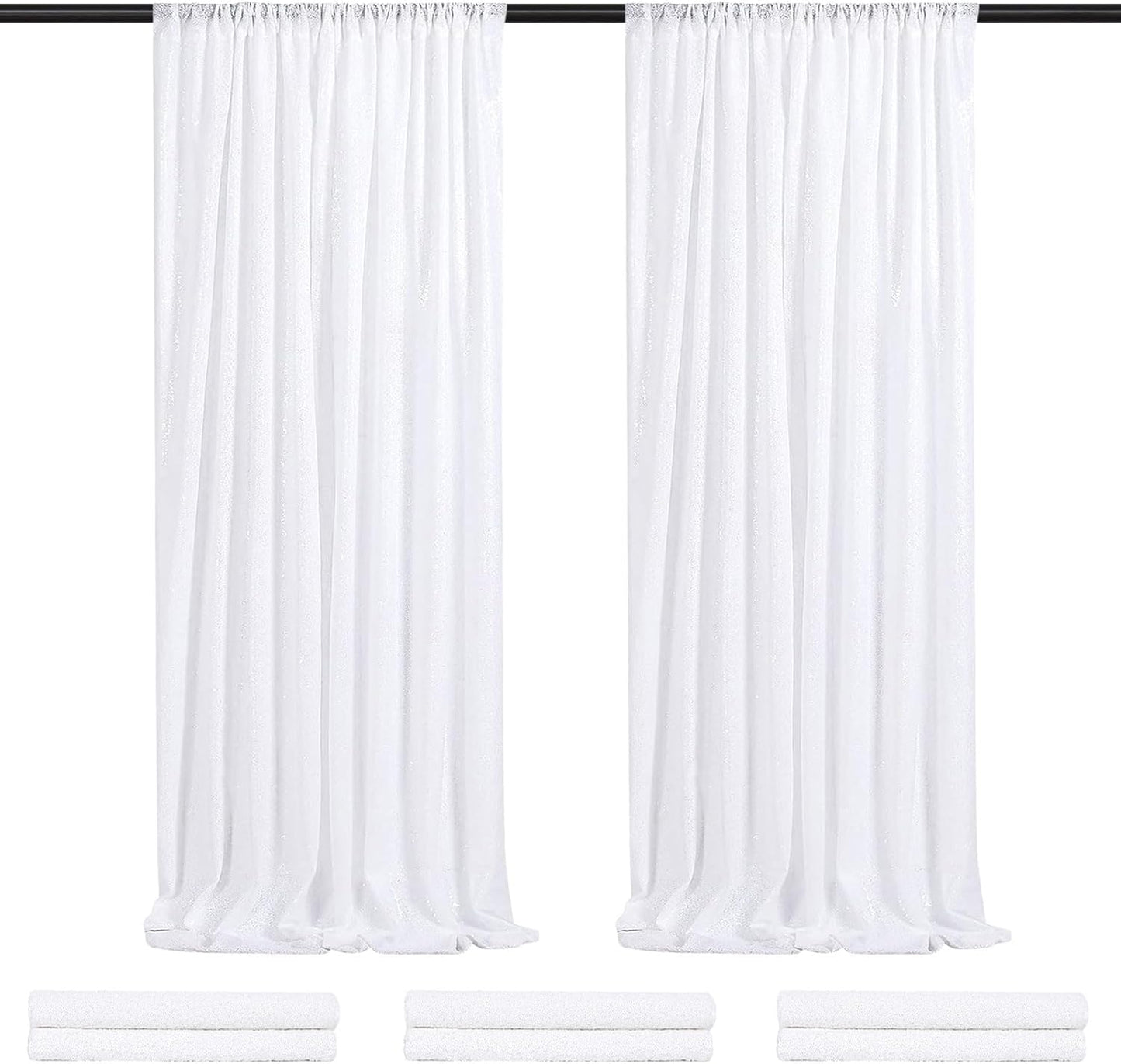 White Backdrop Curtain for Wedding Parties - Sparkly Sequin Drape