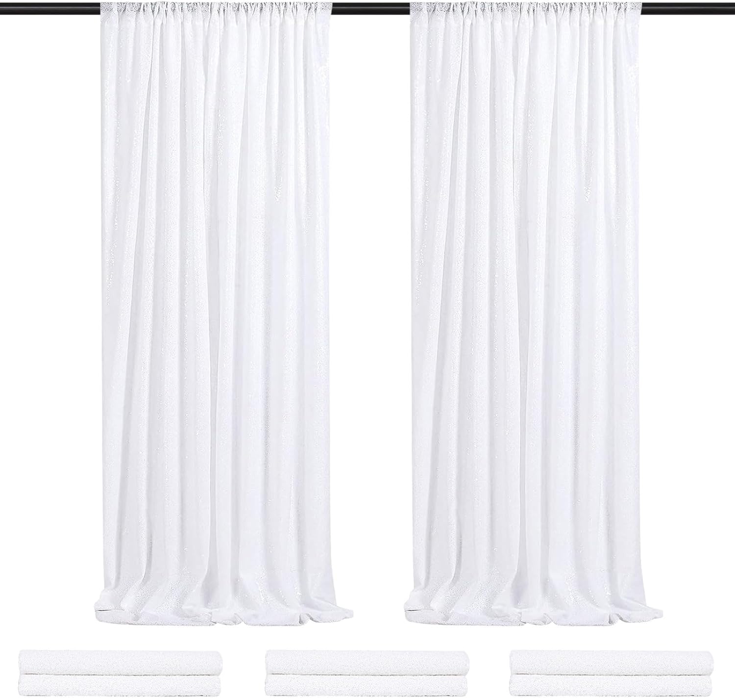 White Backdrop Curtain for Wedding Parties - Sparkly Sequin Drape