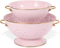 Metal Colander Set of 2 Strainer Baskets - Durable Powder Coated