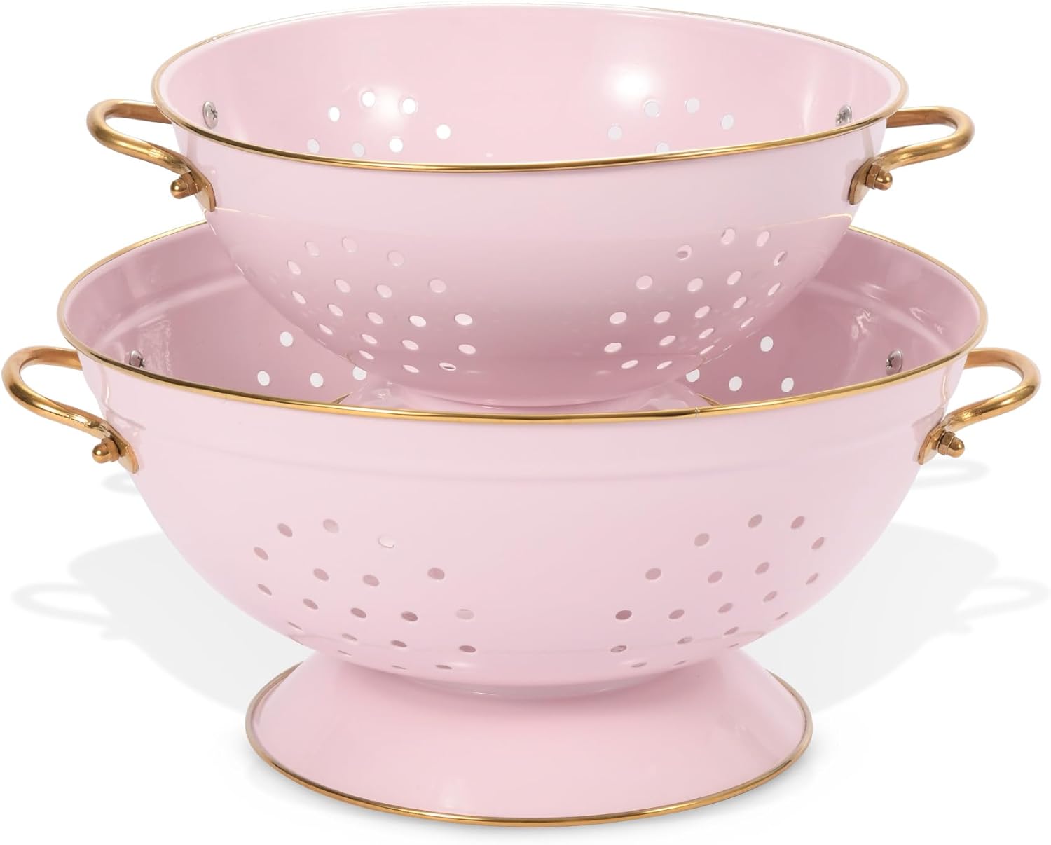 Metal Colander Set of 2 for Kitchen, Strainer Basket with Handles