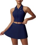 Pleated Tennis Skirt Set Two Piece Racerback Golf Outfit - Versatile