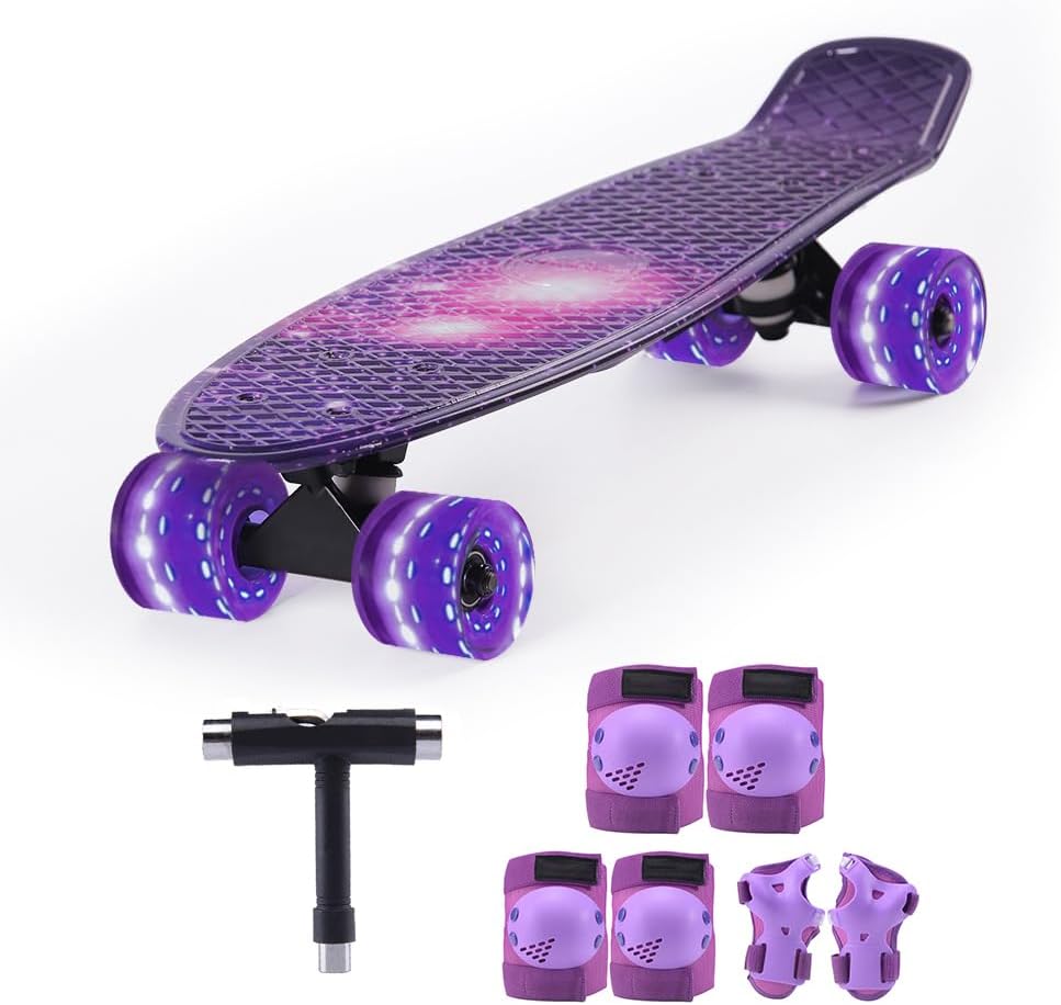 Kids Skateboard Set with Light-Up Wheels for Beginners