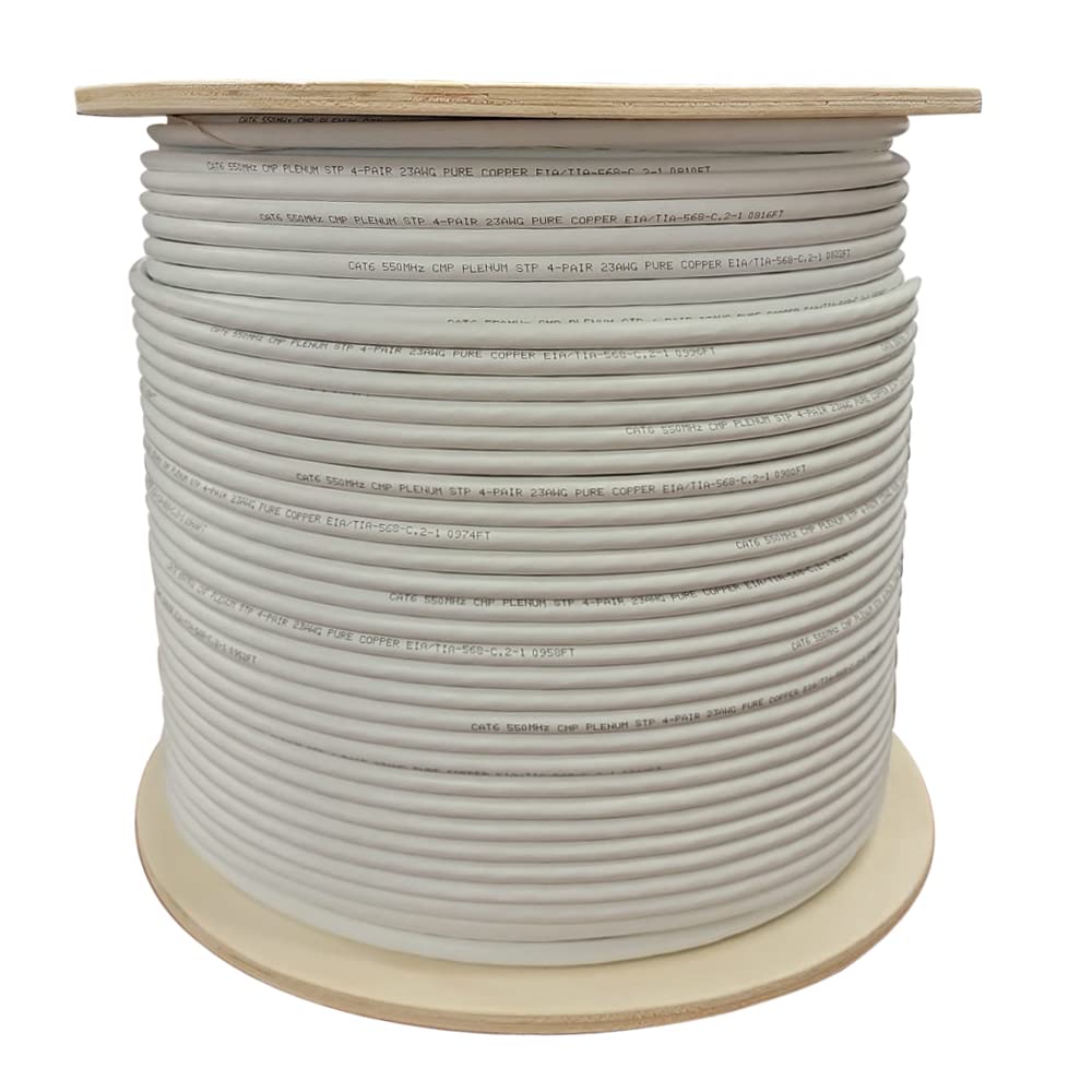 TSCables Cat6 Plenum Shielded 1000ft Ethernet Cable for High-Speed