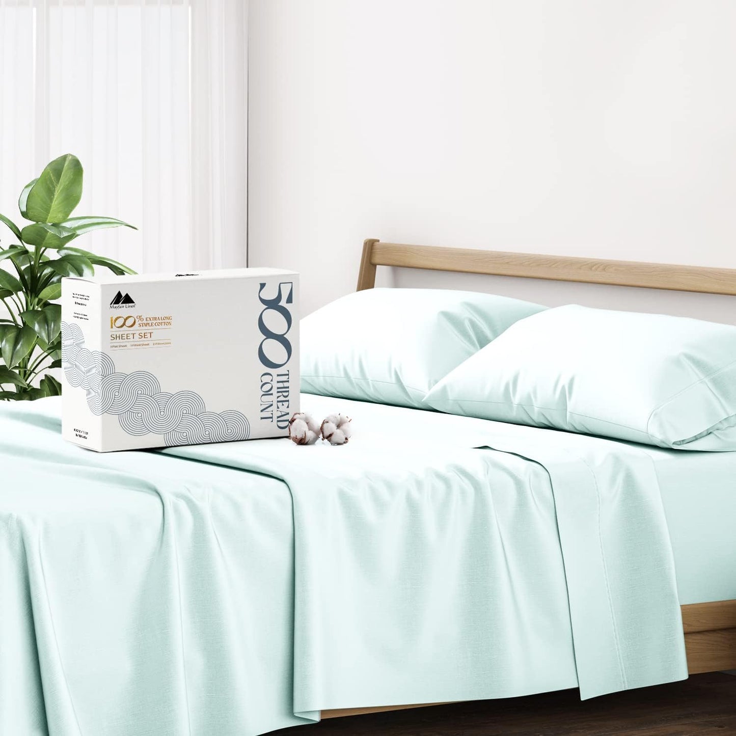 Mayfair Linen 500 Thread Count Full Cotton Sheets Set for Comfort