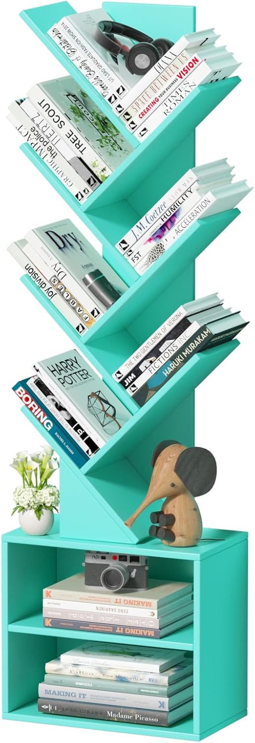 10 Tier Tree Bookshelf for Narrow Spaces - Stylish Storage Solution