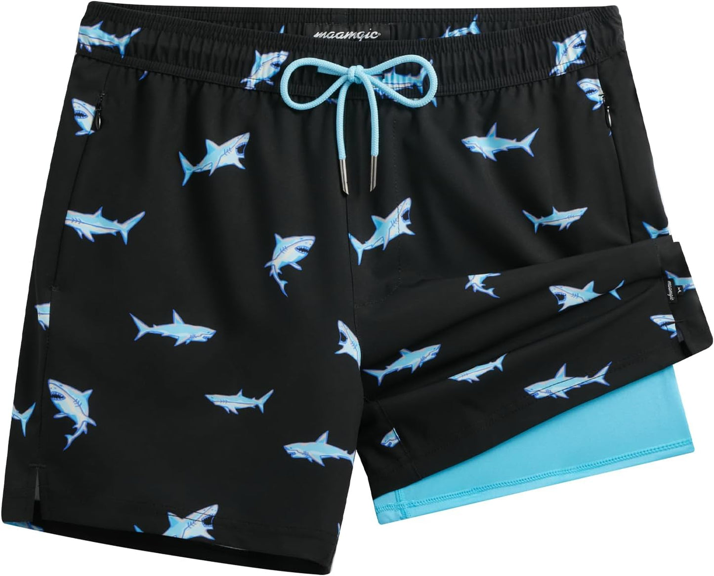 maamgic Mens Swim Trunks with Compression Liner for Comfort