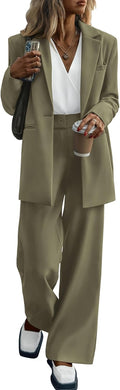 KIRUNDO Women 2-Piece Oversized Blazer and Wide Leg Pants Suit