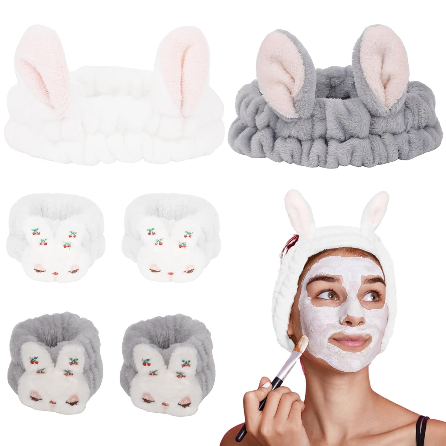 Spa Bunny Ear Headbands & Washbands Set by ACO-UINT