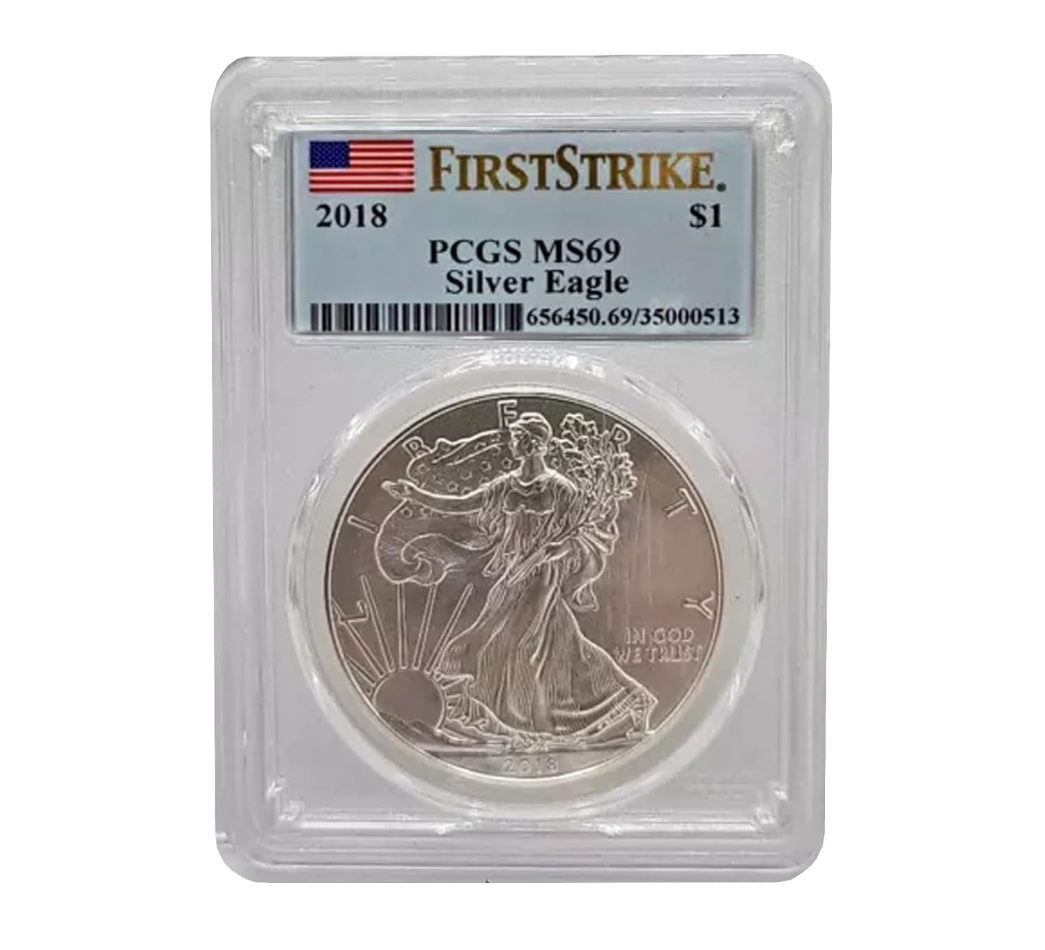 USA 2018 $1 American Silver Eagle Coin - MS69 PCGS Graded
