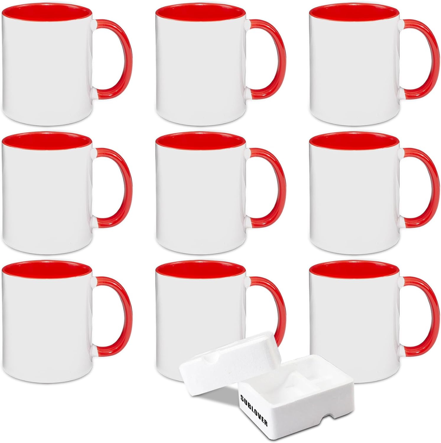 Set of 9 Sublimation Blanks Ceramic Coffee Mugs for Printing