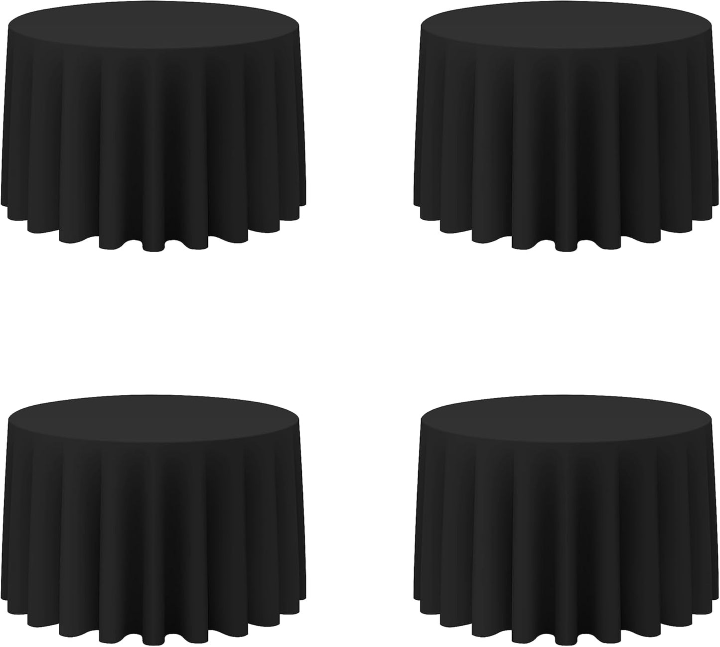 BRILLMAX 4 Pack Black Round Tablecloths for Elegant Events