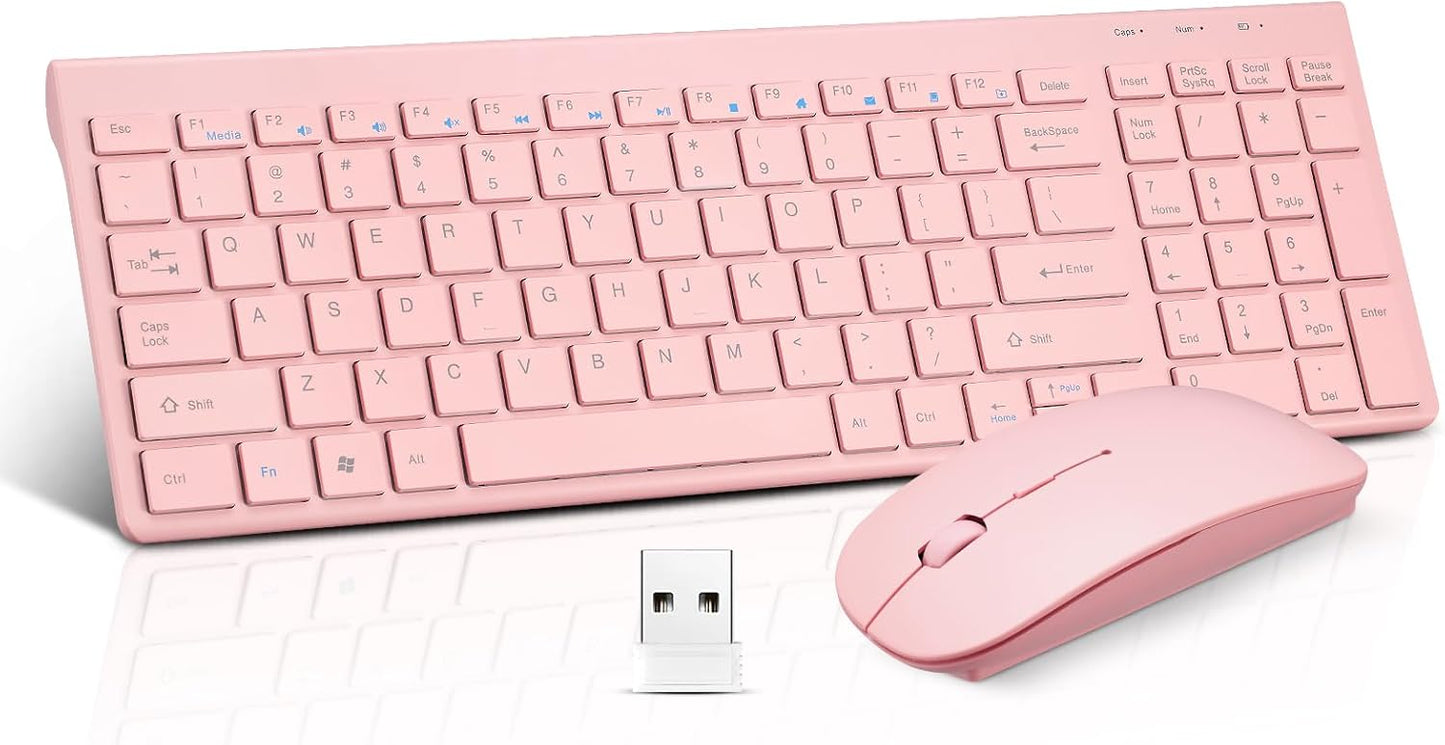 Compact & Quiet Sakura Pink Wireless Combo by Guiheng