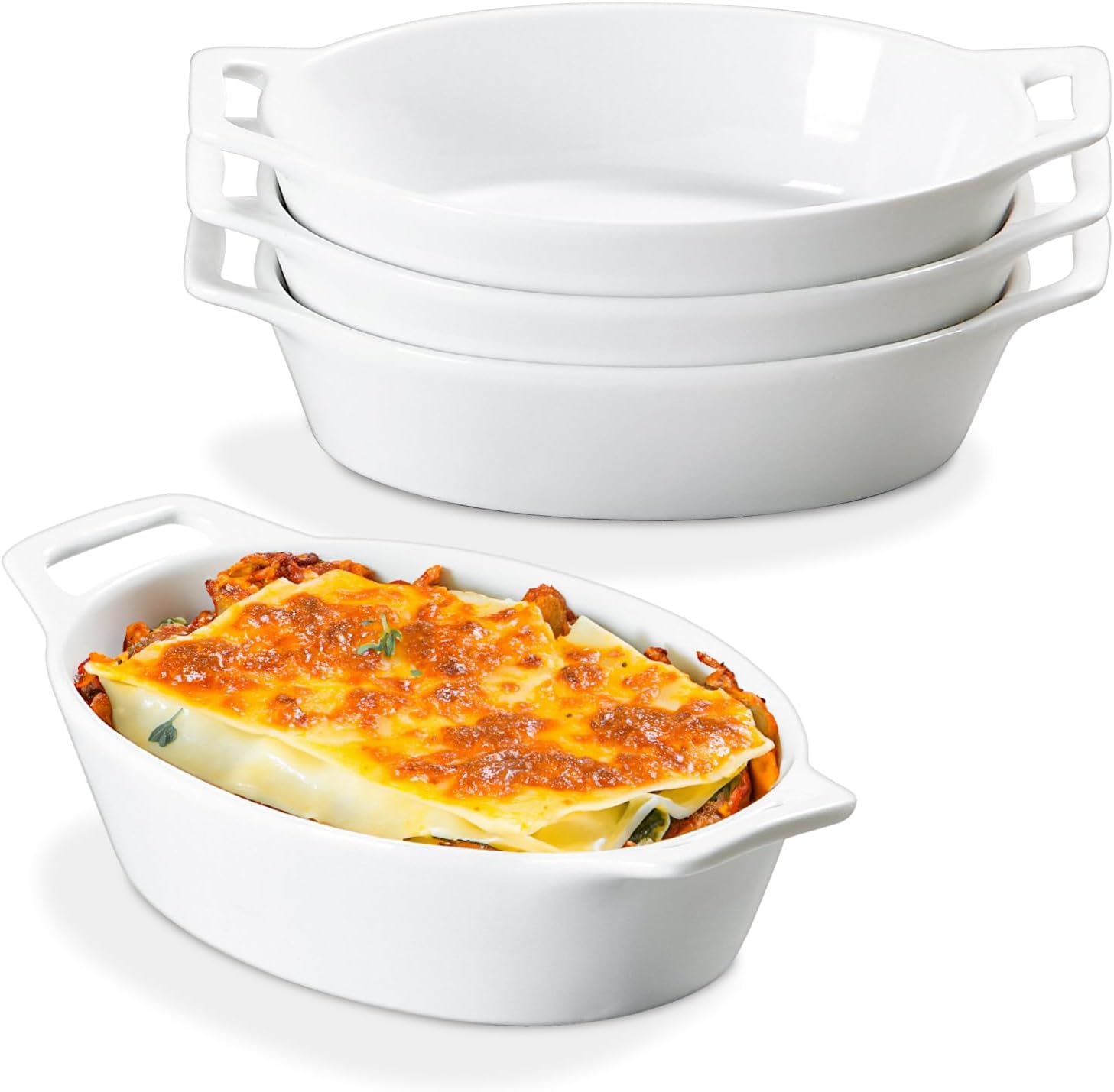 ONEMORE Oval Au Gratin Baking Dish Set for Individual Servings