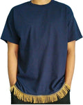 Israelite Men's Navy T-Shirt with Gold Fringes - Refined Statement
