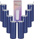 20 Oz Stainless Steel Straight Skinny Tumblers 8 Pack - DIY Ready