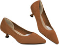 Women Kitten Heel Knit Pumps - Comfortable Slip-On Pointed Toe