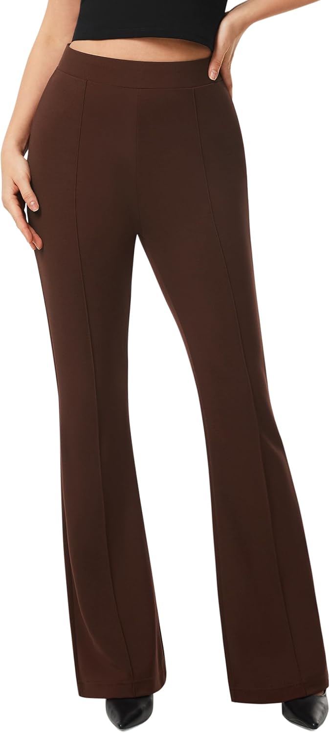 AFITNE Women's High Rise Flare Pants for Office and Casual Wear