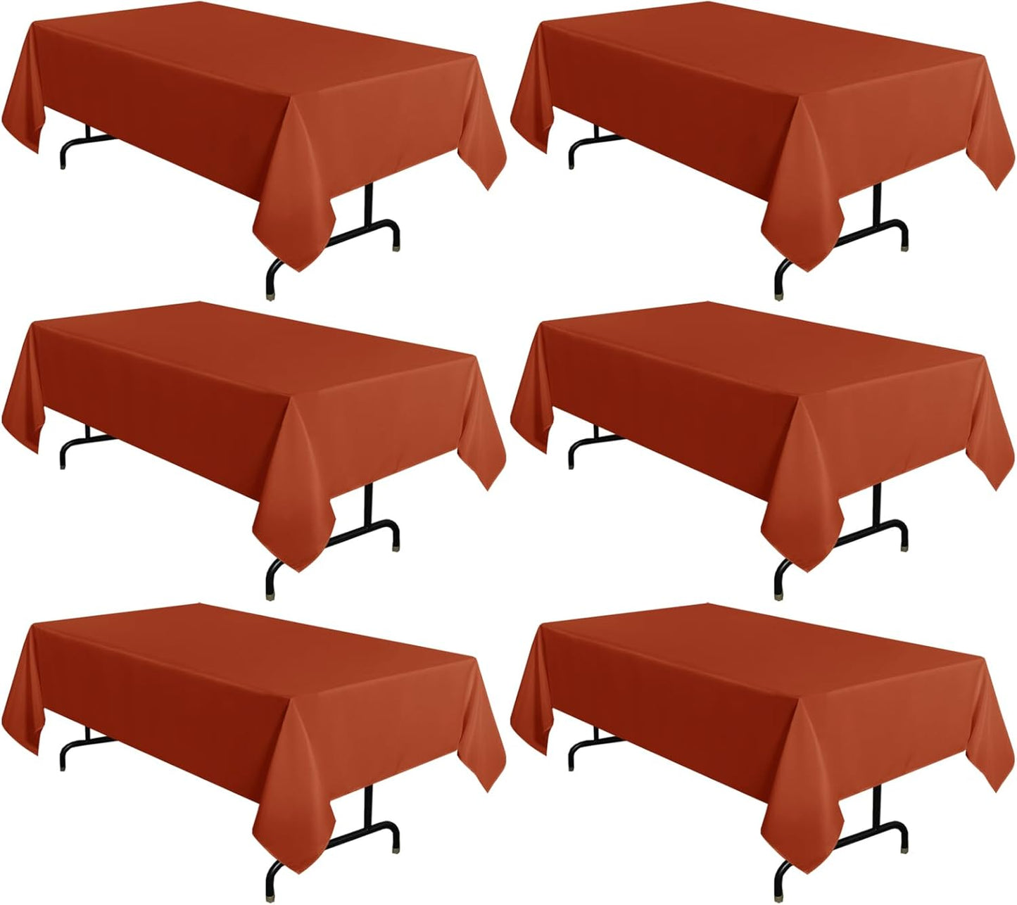 Rust Tablecloth 60 x 102 Inch - 6 Pack Stain Resistant Covers