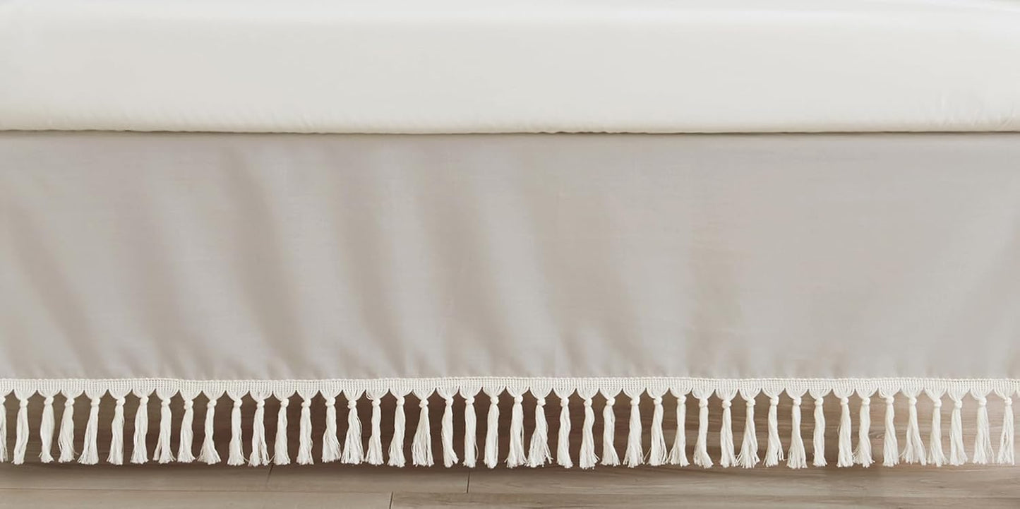 Sweet Jojo Designs Boho Baby Crib Bed Skirt in Solid Taupe