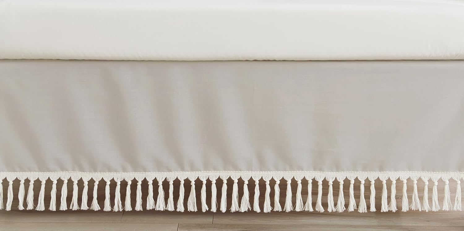 Sweet Jojo Designs Boho Baby Crib Bed Skirt in Solid Taupe