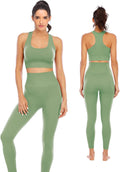 Workout Sets for Women - High Waisted Seamless Leggings & Padded Bra