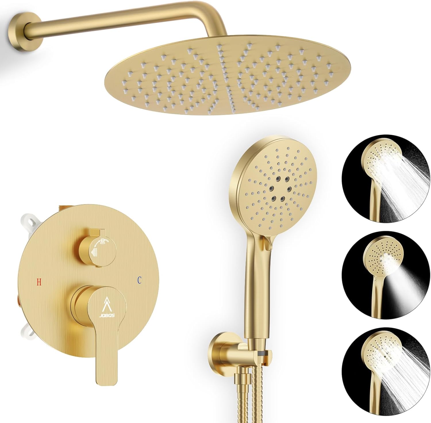 Shower Faucet Set with Rainfall Head and Handheld Features