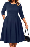Plus Size Work Dresses for Women - Fit and Flare Midi with Pockets