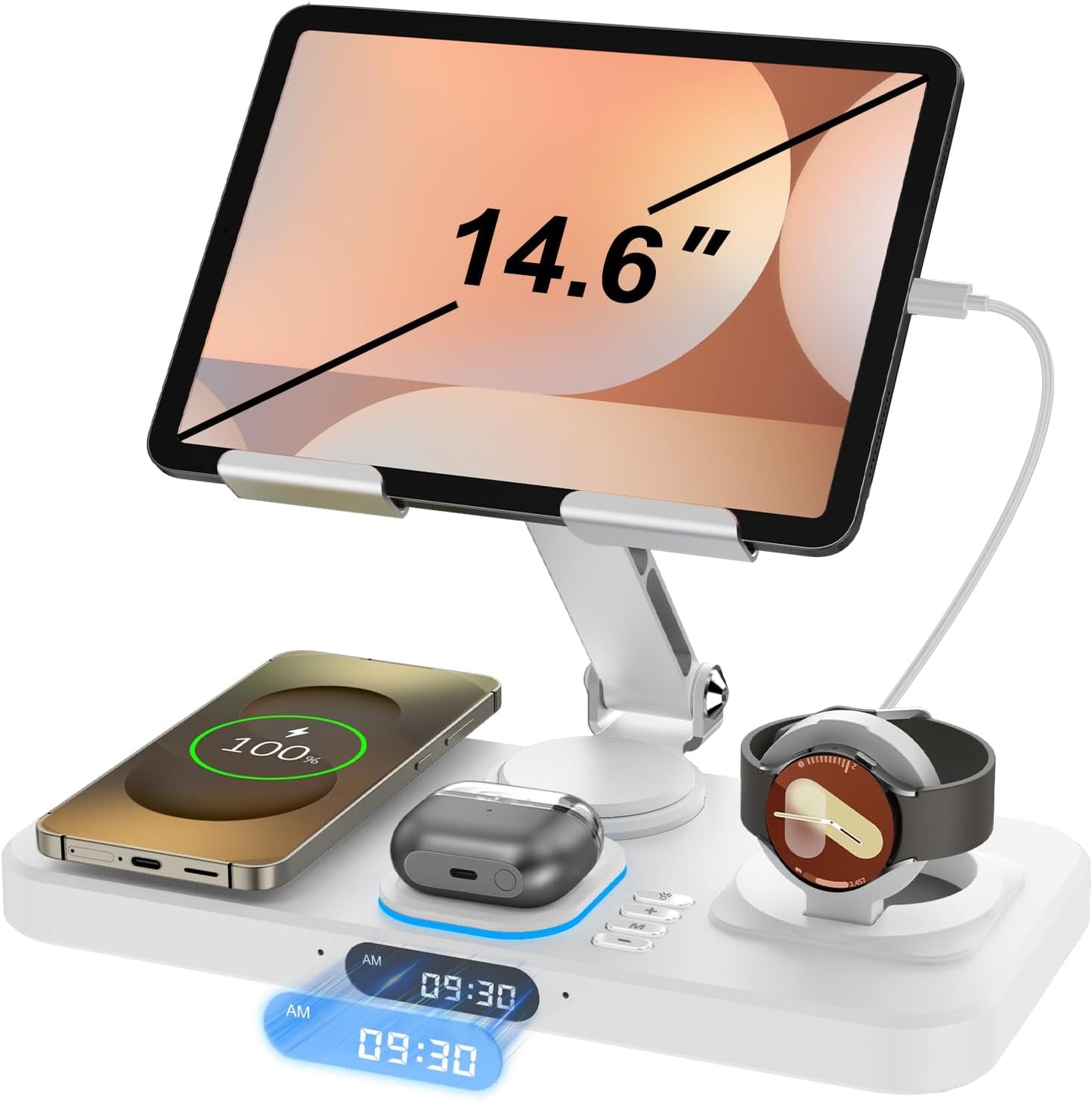30W Wireless Charger for Samsung with Clock and Light Features