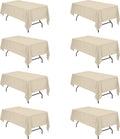 Beige Tablecloths for 6 ft Rectangle Tables 60 x 102 in - 8 Pack