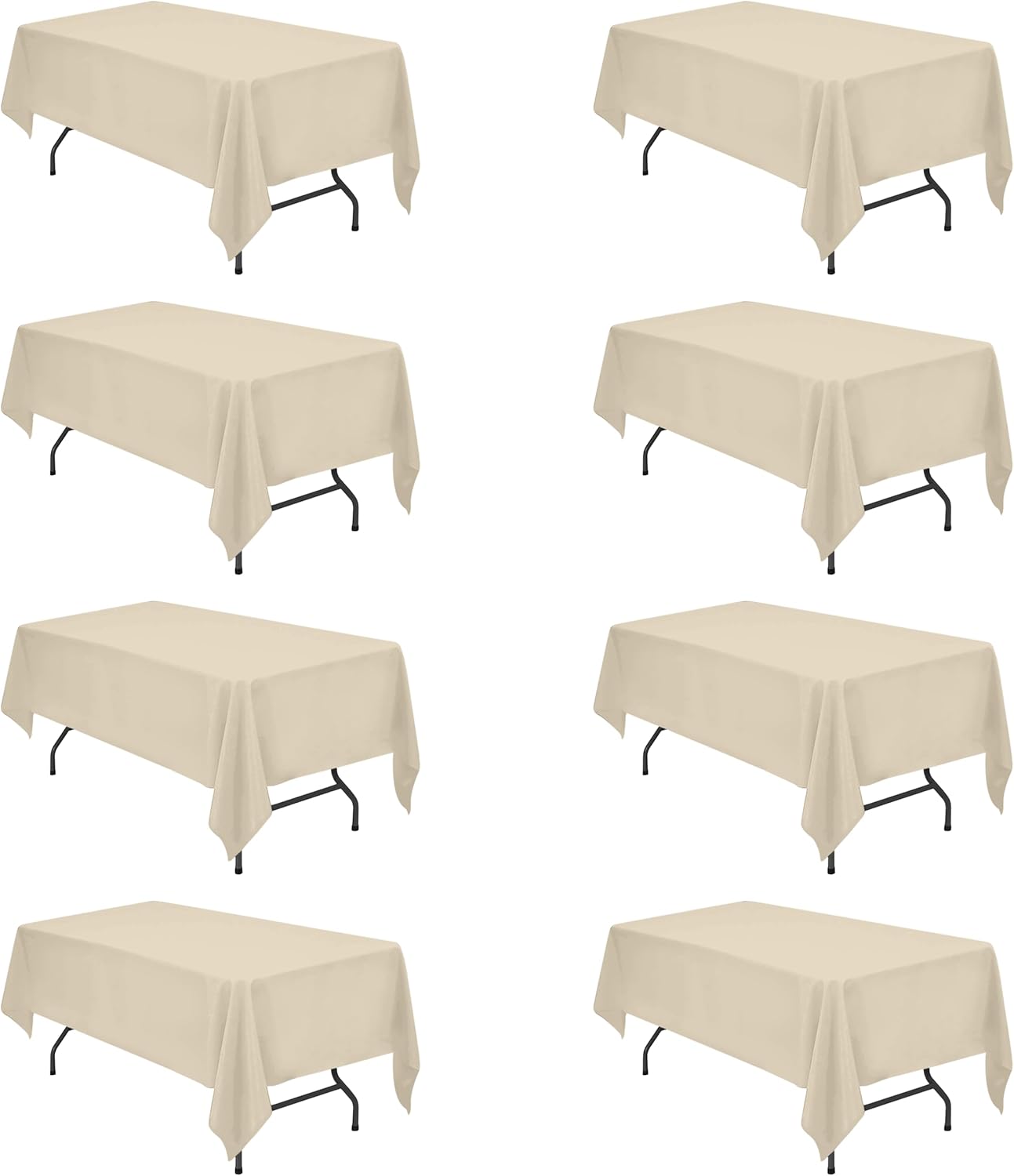 Premium 8 Pack Beige Tablecloths for 6 Foot Rectangle Tables