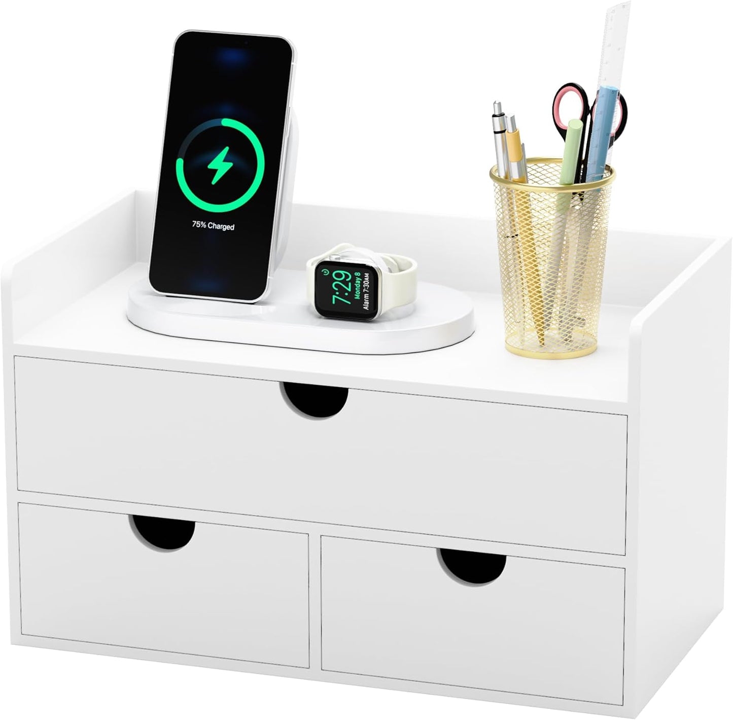 Bamboo Desk Organizer with Drawers for Office and Home Use