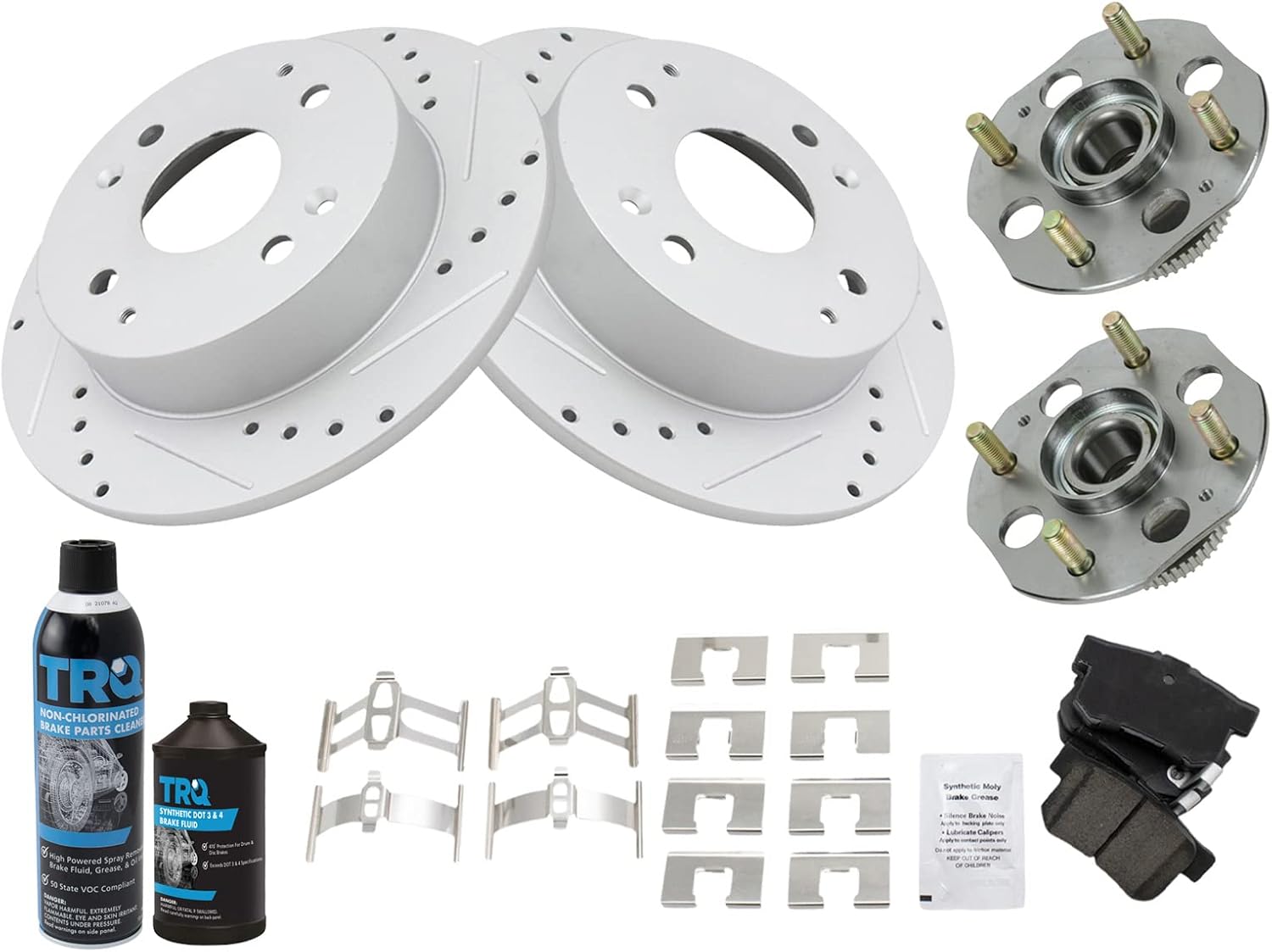 TRQ Rear Performance Brake Pad & Rotor Kit for Honda Accord