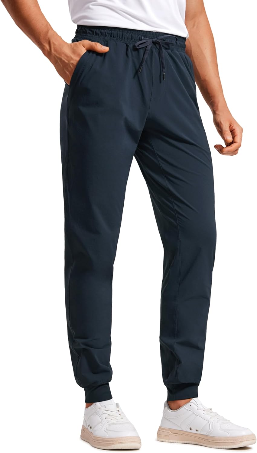 CRZ YOGA Athletic Joggers for Men - Lightweight Water Resistant Pants