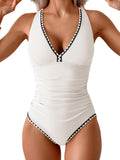 One Piece Swimsuit for Women Tummy Control Ruched - Shell Stitch