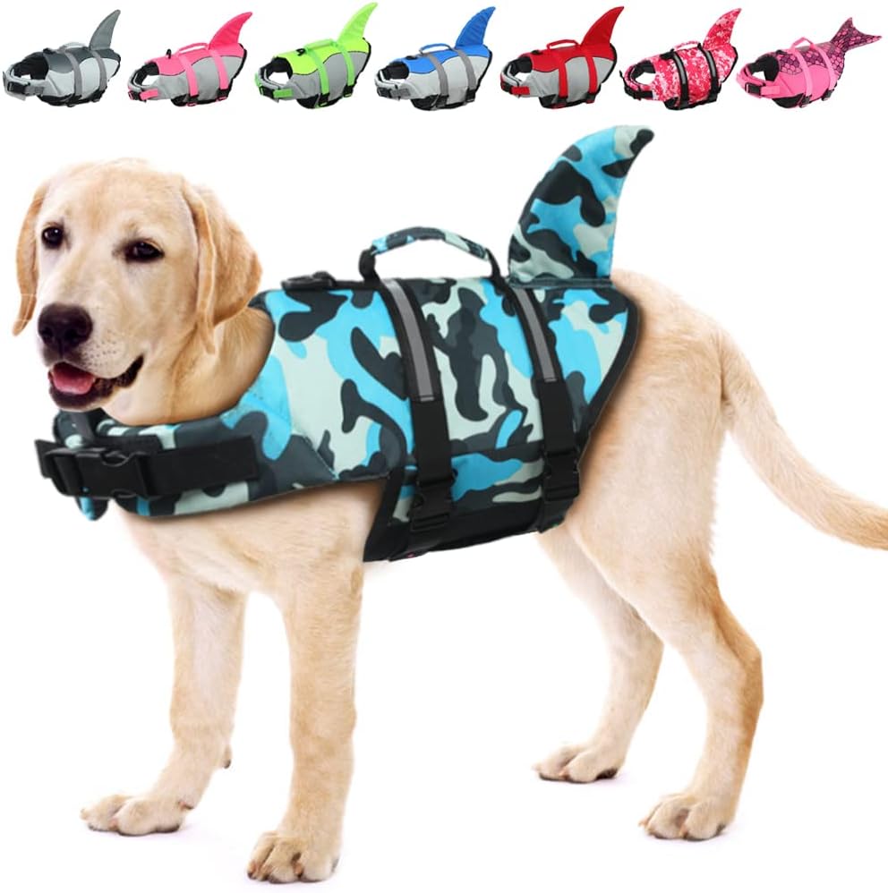 EMUST Dog Life Jacket Shark for Safe Swimming and Boating