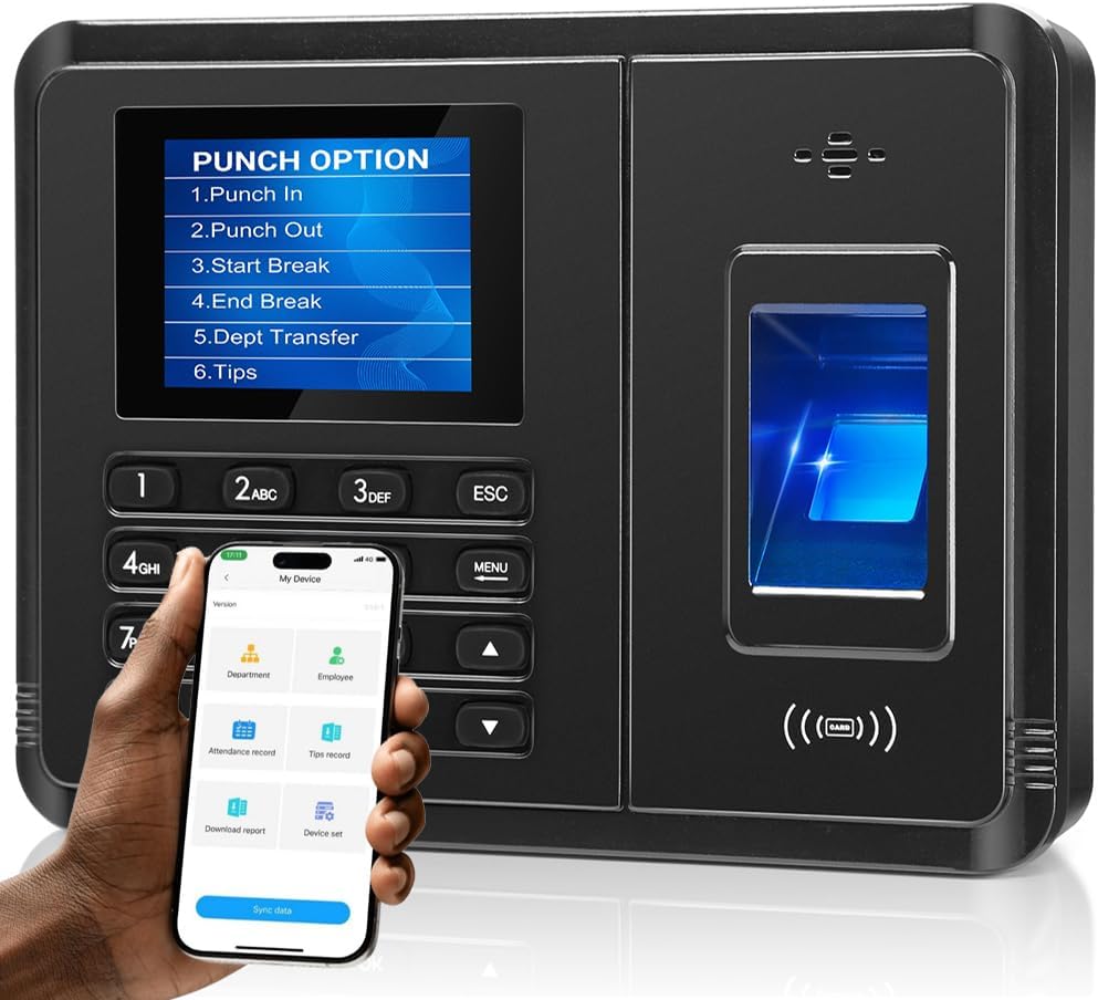 App-Based Time Clock for Small Business with Fingerprint Attendance