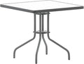 Flash Furniture Barker 31.5ft Square Tempered Glass Metal Table