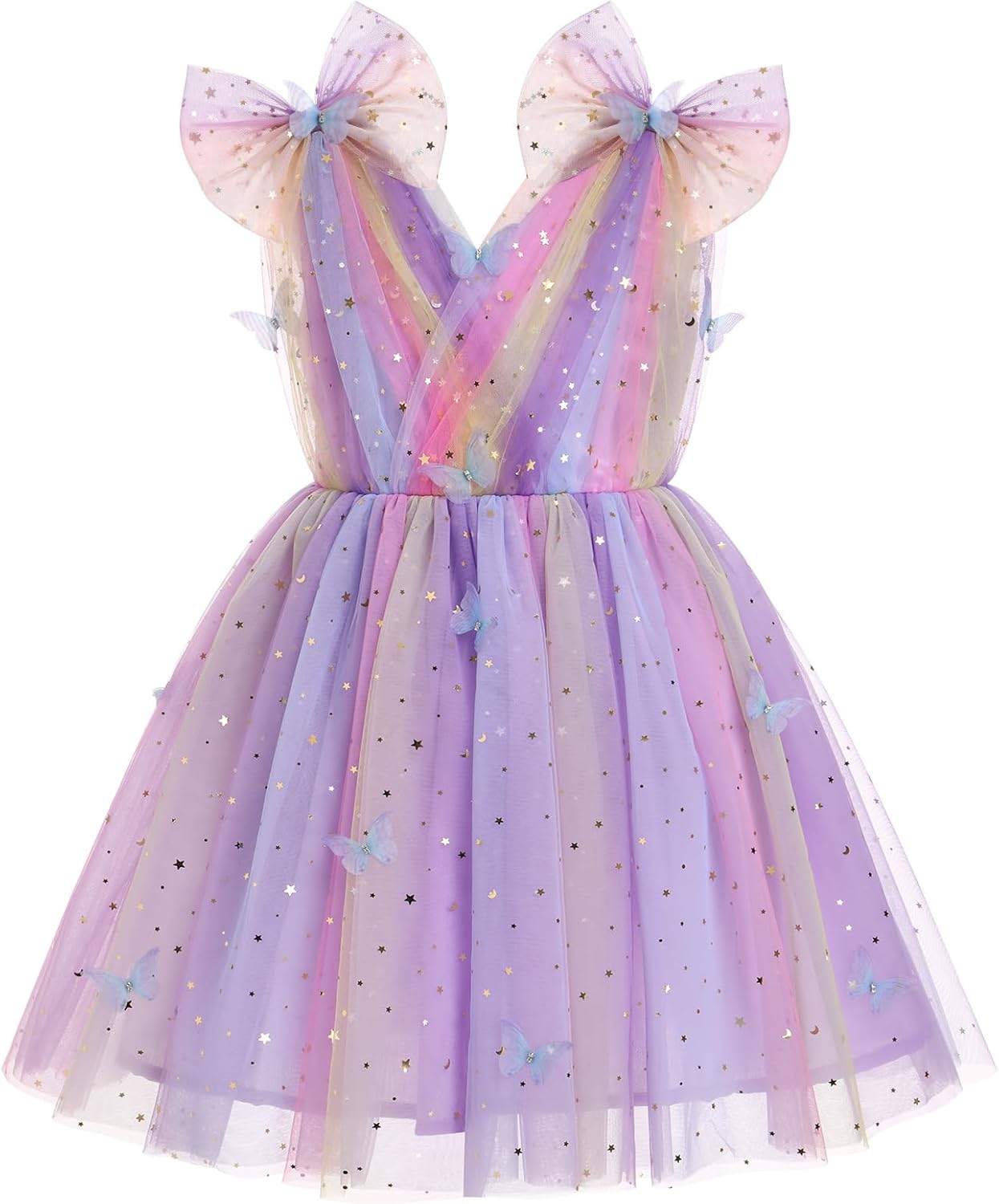 Toddler Girls Butterfly Dress with Sparkle Sequins for Parties
