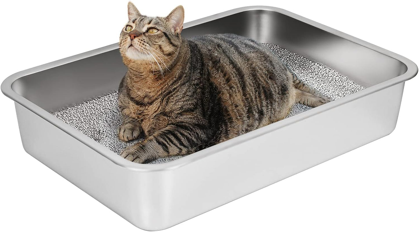IKITCHEN Stainless Steel Cat Litter Box for Easy Cleaning
