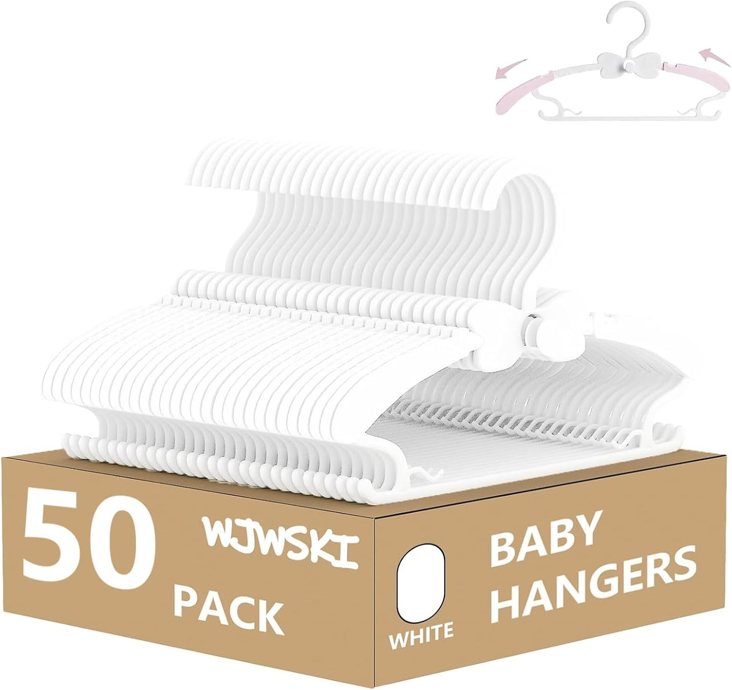 Adjustable Baby Hangers 50 Pack for Newborn Closet Organization