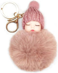 Fluffy Pom Pom Keychain - Adorable Baby Girl Doll Charm