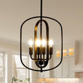 Black Chandelier Light Modern Farmhouse Chandelier - Sleek 4-Light