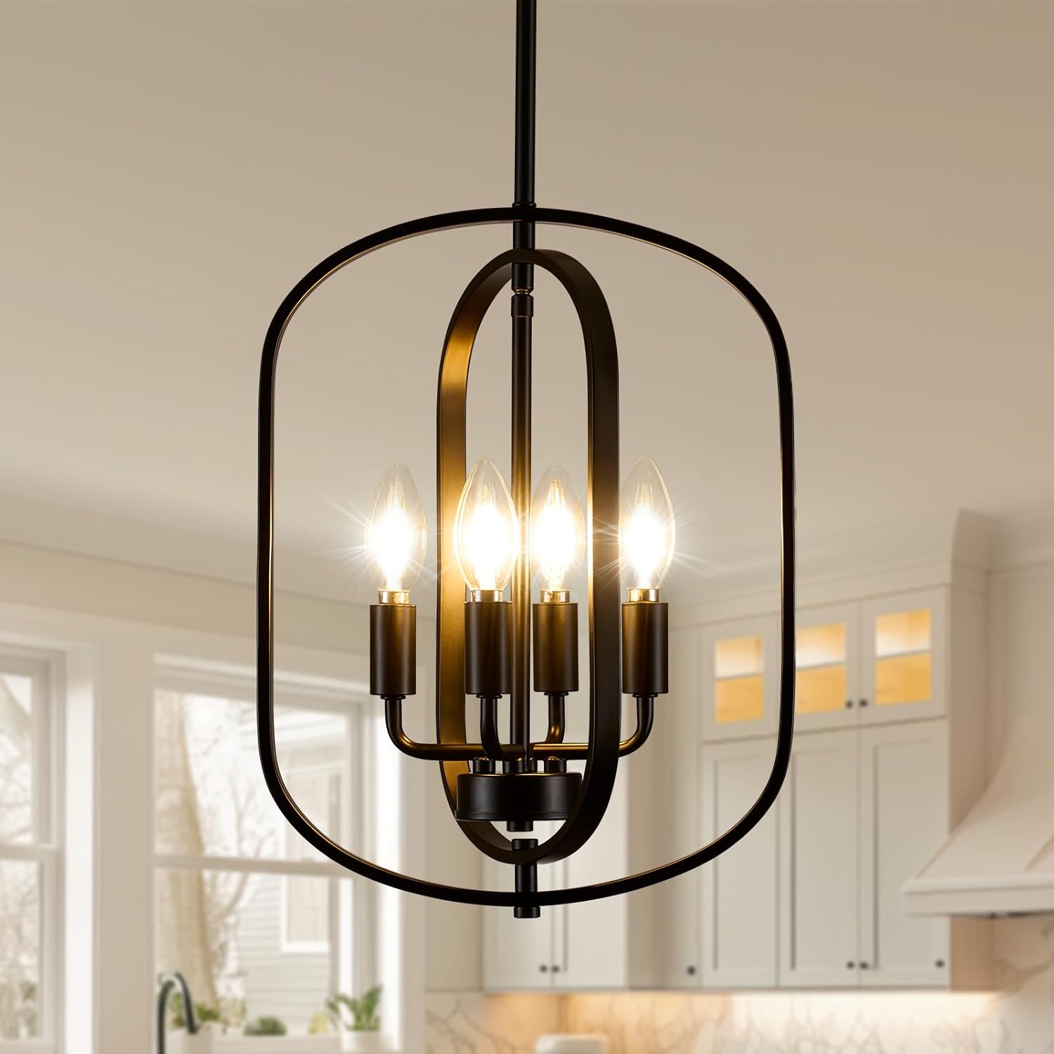 Black Chandelier Light Fixture for Modern Farmhouse Style Homes