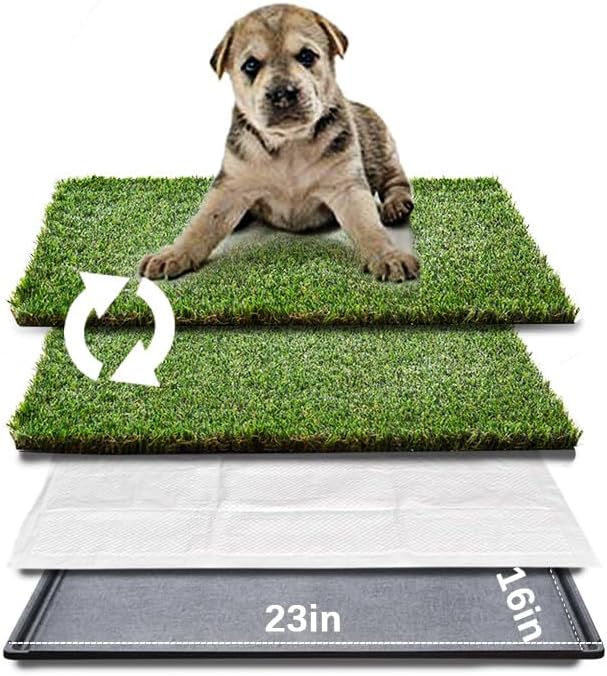 HQ4us Dog Grass Pad with Tray for Small Dogs and Puppies