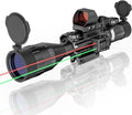 4-16x50AO Rifle Scope Combo with Green Laser and Holographic Red Dot